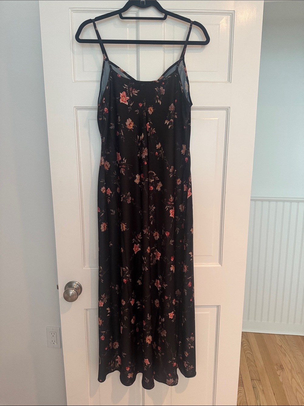All Saints Black Floral Maxi Slip Dress - Picture 2 of 2